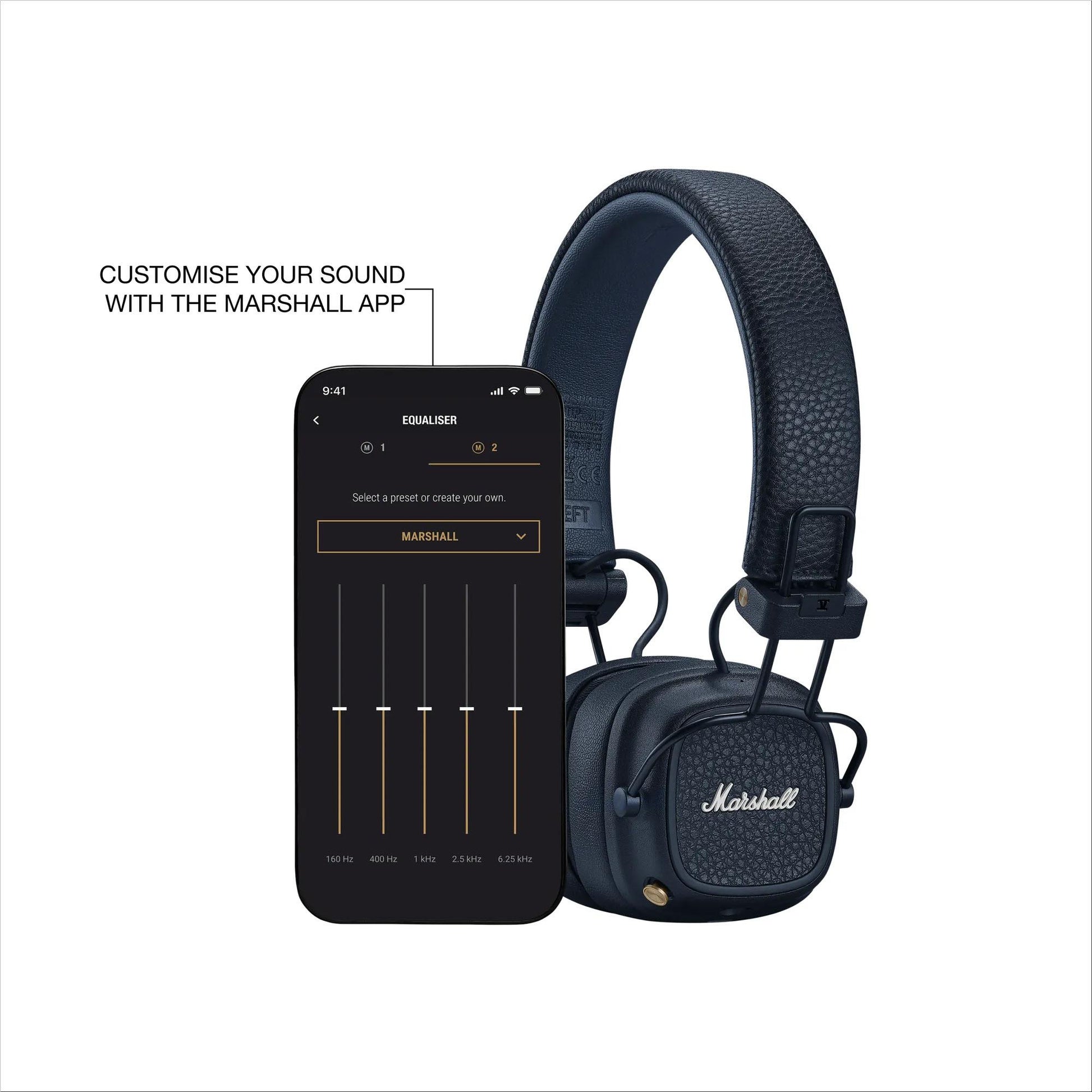 Marshall MAJOR V Wireless On-Ear Bluetooth Headphones (Midnight Blue)