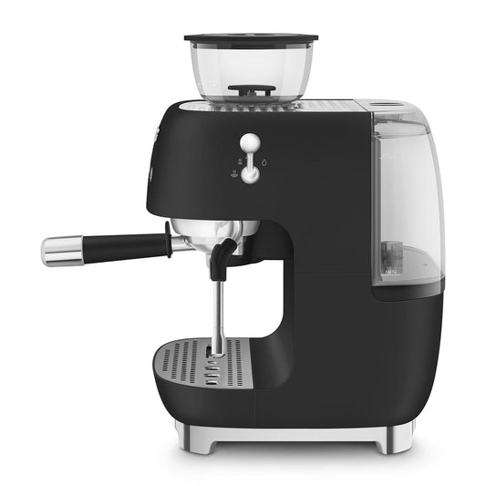 Smeg 50's Style Espresso Manual Coffee Machine with Grinder (Matte Black)