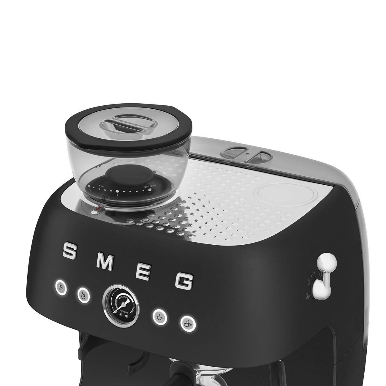 Smeg 50's Style Espresso Manual Coffee Machine with Grinder (Matte Black)