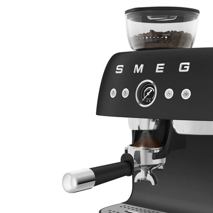 Smeg 50's Style Espresso Manual Coffee Machine with Grinder (Matte Black)