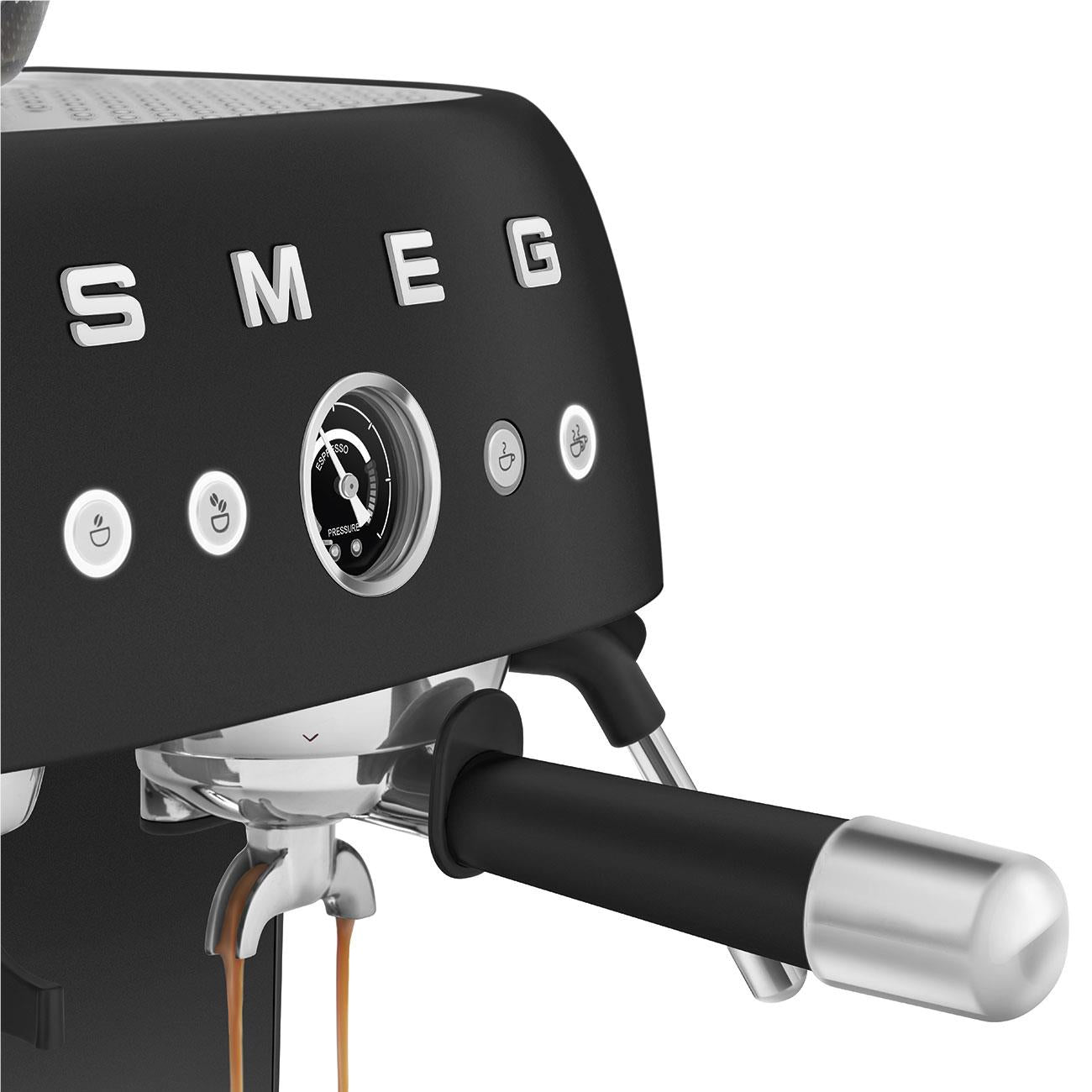 Smeg 50's Style Espresso Manual Coffee Machine with Grinder (Matte Black)