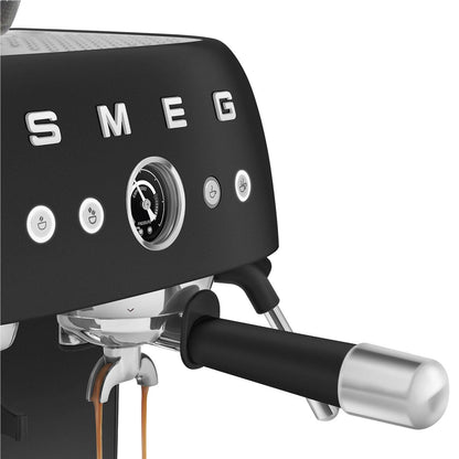 Smeg 50's Style Espresso Manual Coffee Machine with Grinder (Matte Black)