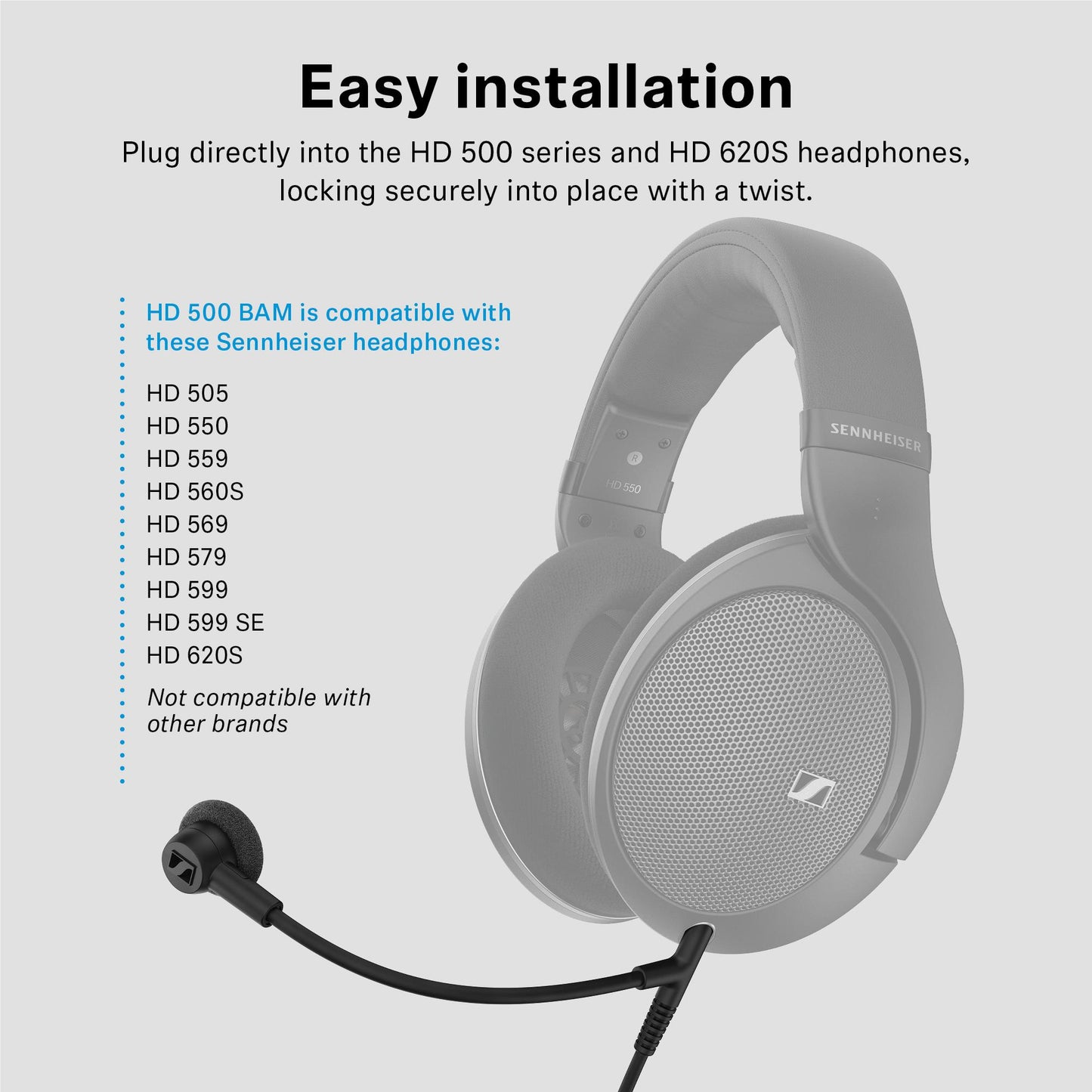 Sennheiser HD500 BAM Boom Arm Microphone for HD 500 Series/HD 620S Headphones