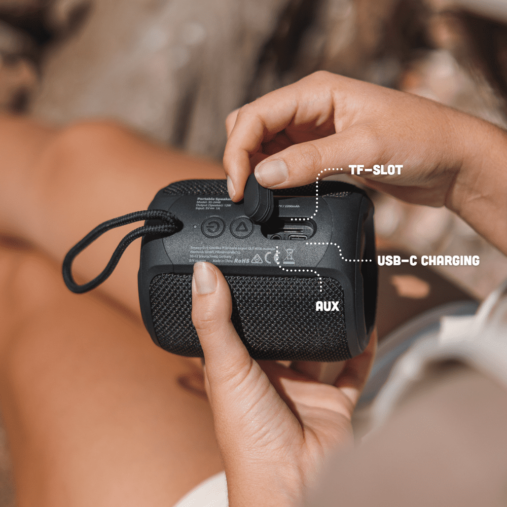 Wave 12W LED BT Portable Speaker - Small (Black)