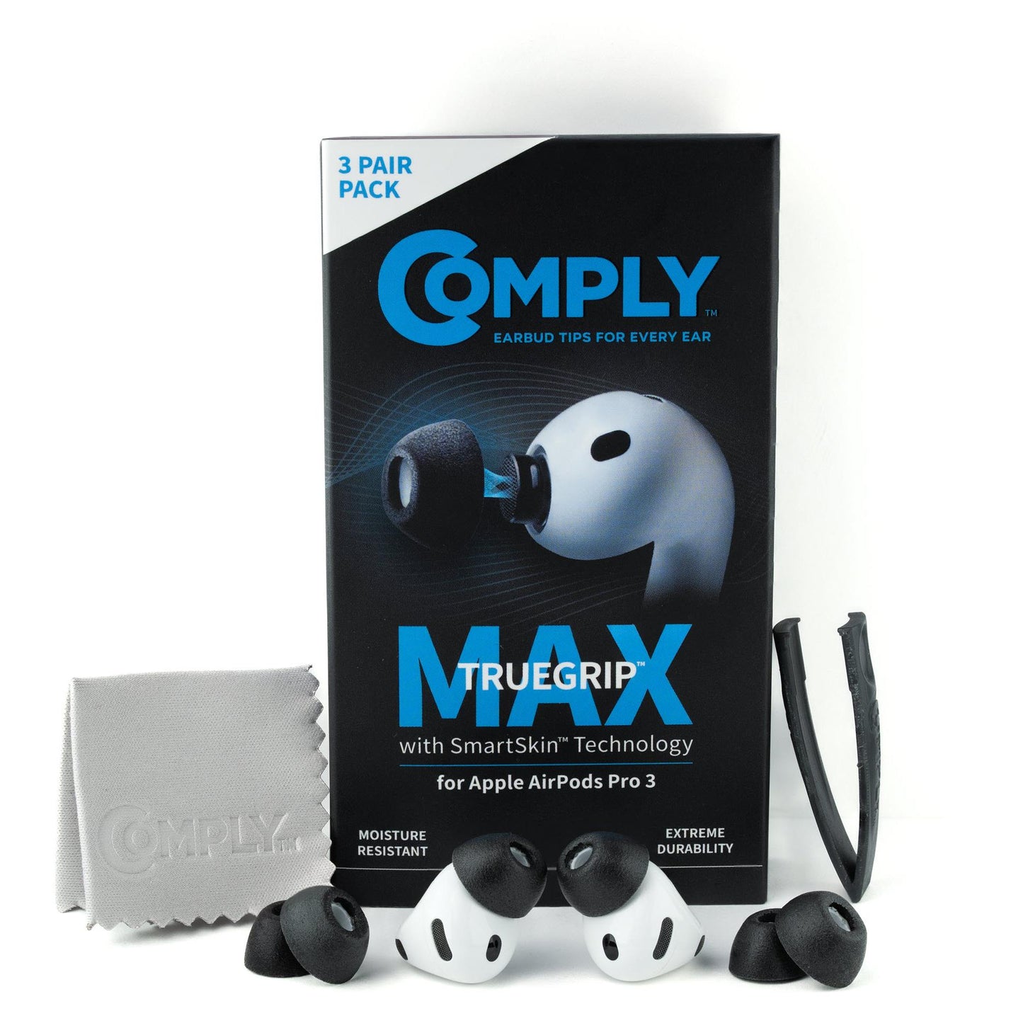 Comply TRUEGRIP Max Headphone Ear Tips for AirPods Pro 3 (Black) [Small]