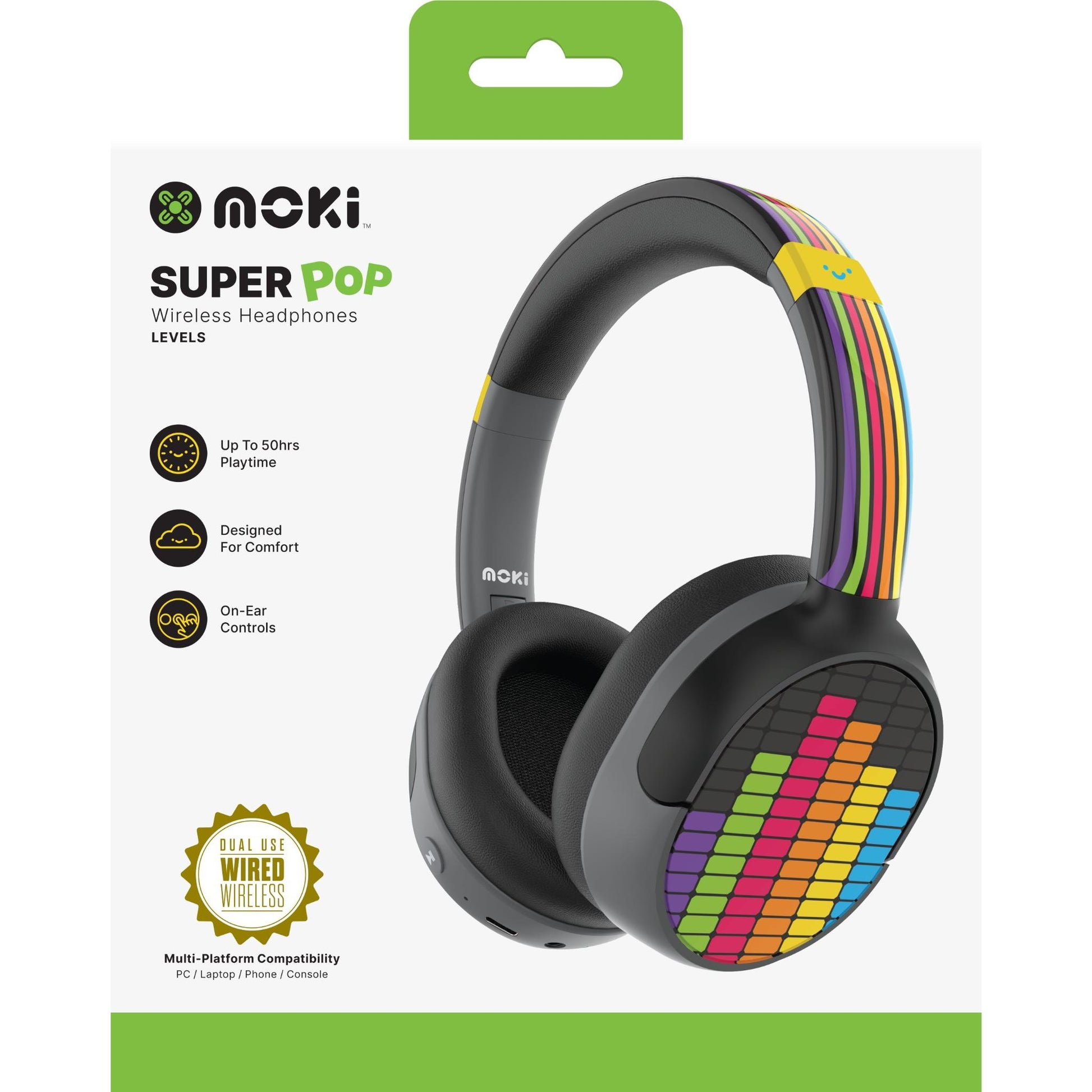 Moki Super Pop Wireless Kids Headphones (Levels)