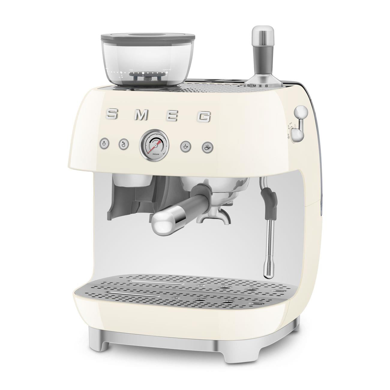 Smeg 50's Style Espresso Manual Coffee Machine with Grinder (Cream)