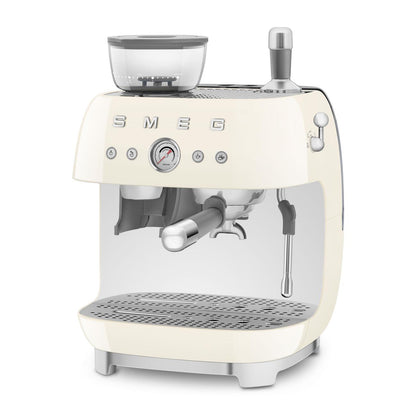 Smeg 50's Style Espresso Manual Coffee Machine with Grinder (Cream)