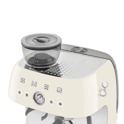 Smeg 50's Style Espresso Manual Coffee Machine with Grinder (Cream)