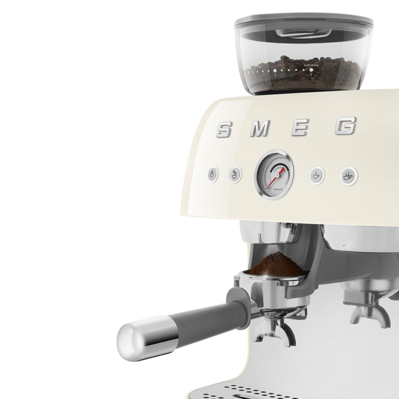 Smeg 50's Style Espresso Manual Coffee Machine with Grinder (Cream)