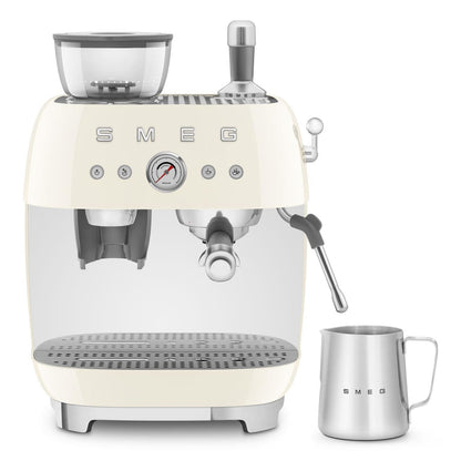 Smeg 50's Style Espresso Manual Coffee Machine with Grinder (Cream)