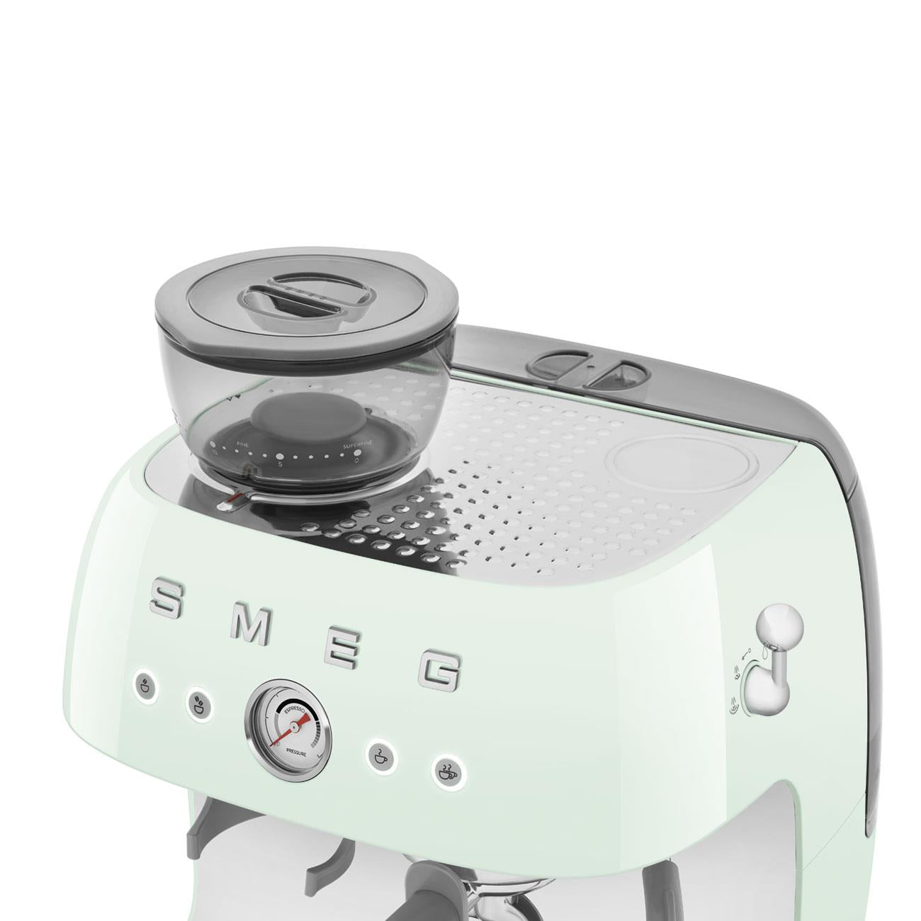 Smeg 50's Style Espresso Manual Coffee Machine with Grinder (Pastel Green)
