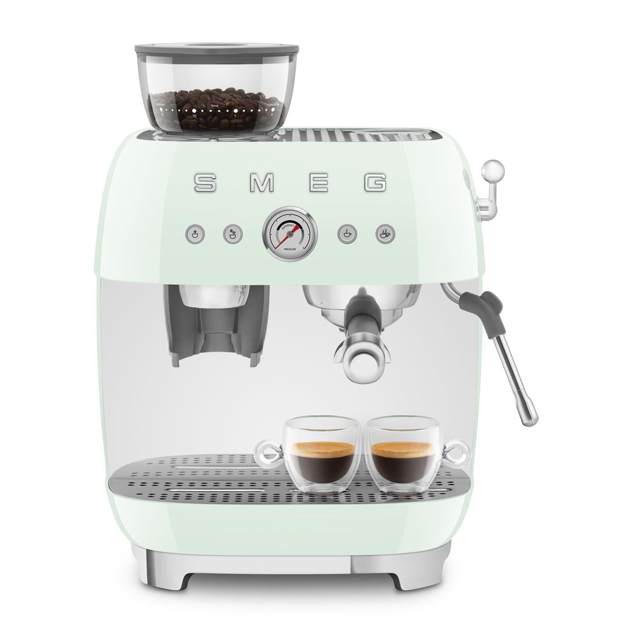 Smeg 50's Style Espresso Manual Coffee Machine with Grinder (Pastel Green)