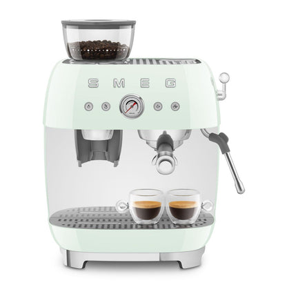 Smeg 50's Style Espresso Manual Coffee Machine with Grinder (Pastel Green)