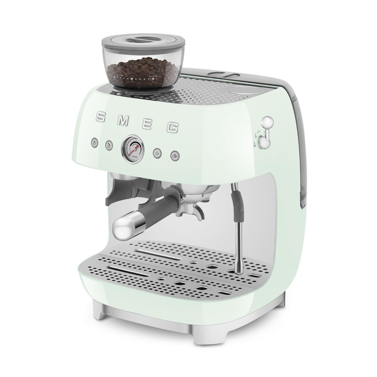 Smeg 50's Style Espresso Manual Coffee Machine with Grinder (Pastel Green)