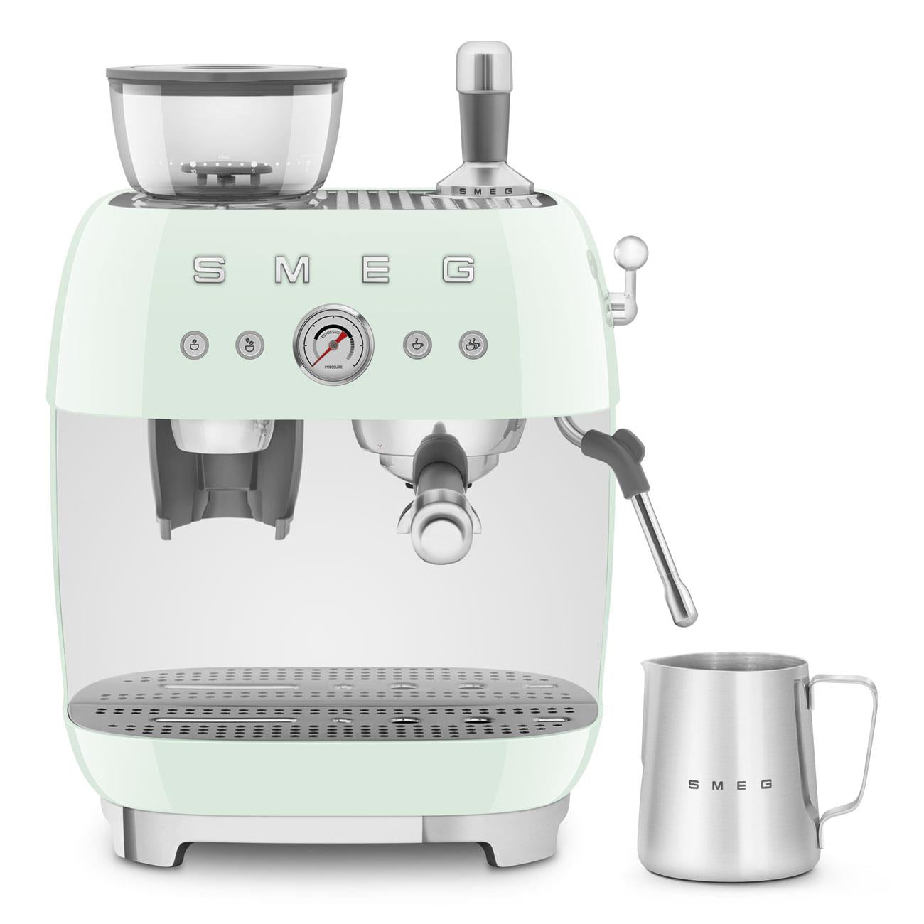 Smeg 50's Style Espresso Manual Coffee Machine with Grinder (Pastel Green)