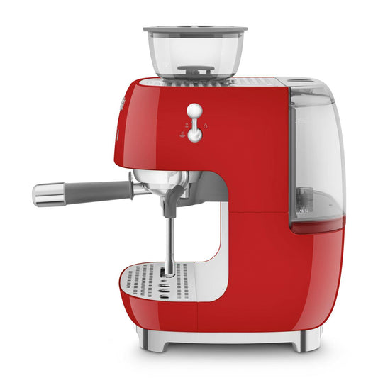Smeg 50's Style Espresso Manual Coffee Machine with Grinder (Red)