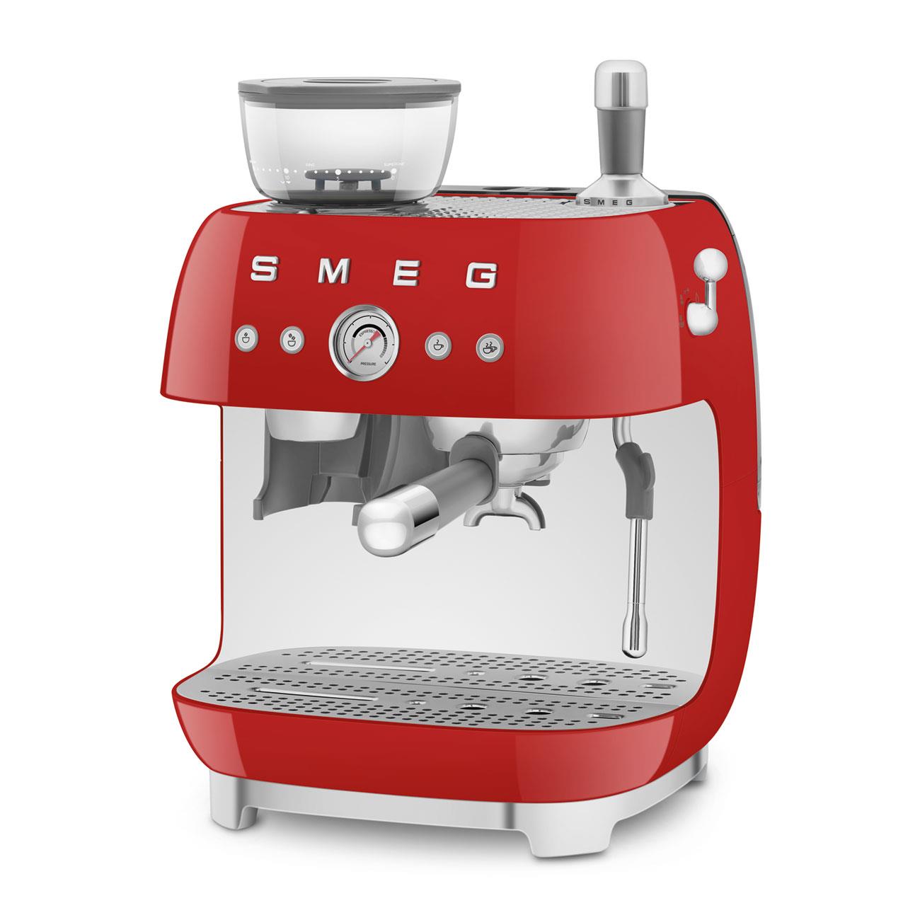 Smeg 50's Style Espresso Manual Coffee Machine with Grinder (Red)