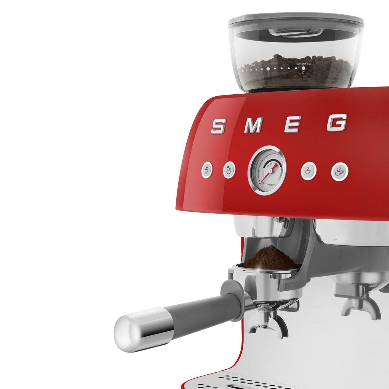 Smeg 50's Style Espresso Manual Coffee Machine with Grinder (Red)