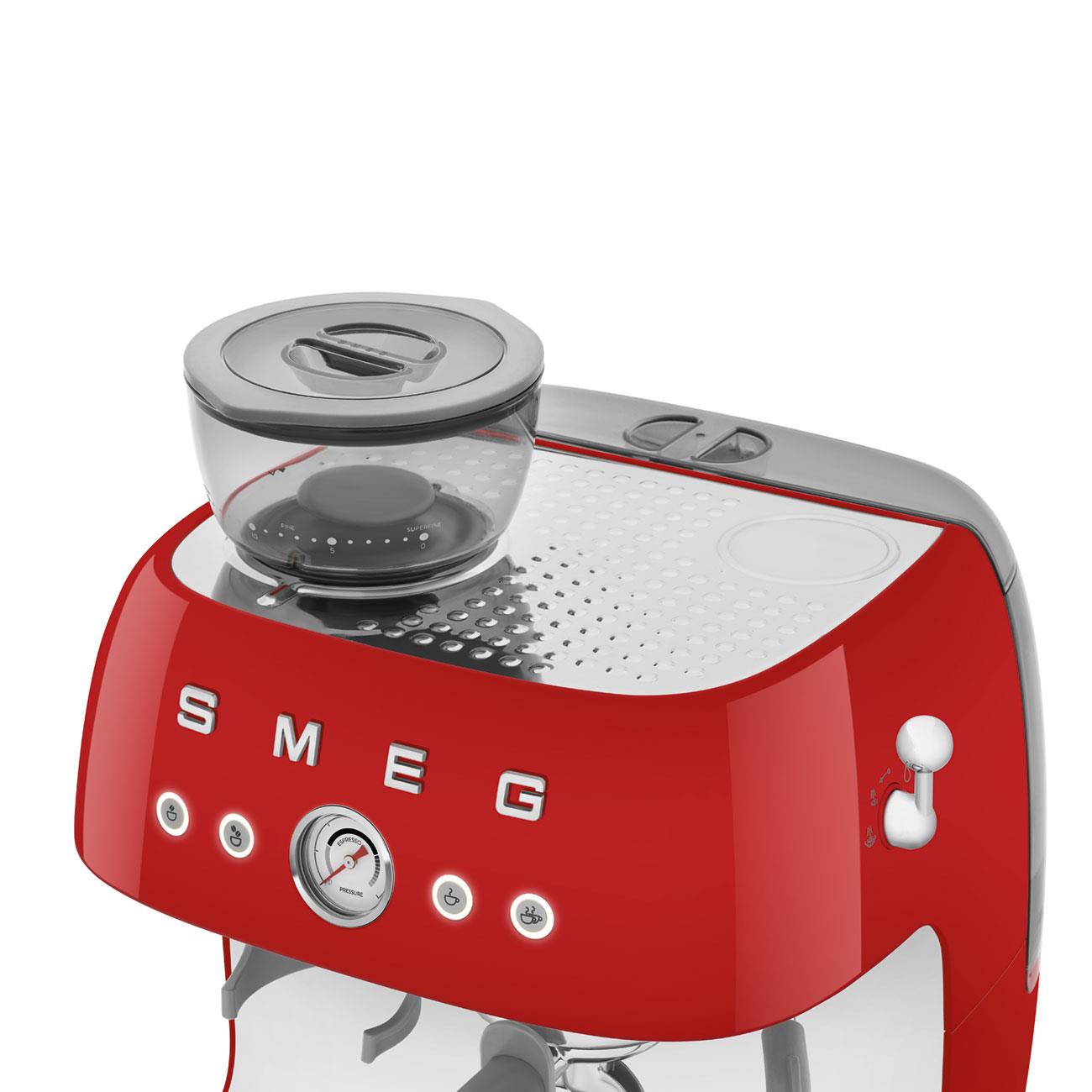 Smeg 50's Style Espresso Manual Coffee Machine with Grinder (Red)