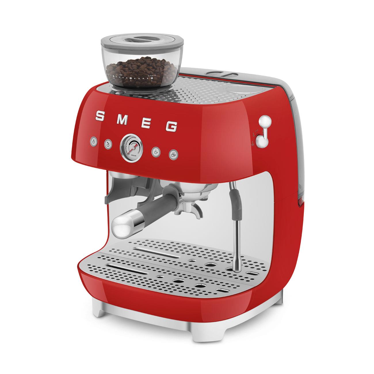 Smeg 50's Style Espresso Manual Coffee Machine with Grinder (Red)