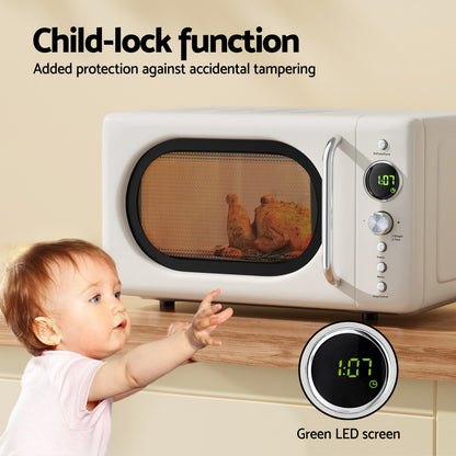 Devanti 20L Microwave Oven 700W (Cream)