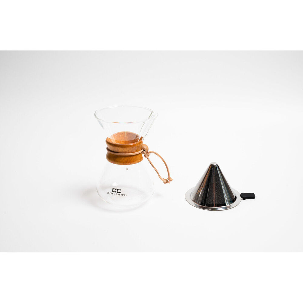 Coffee Culture Pour Over 400ml Glass Coffee Maker Drip Jug with Filter Clear
