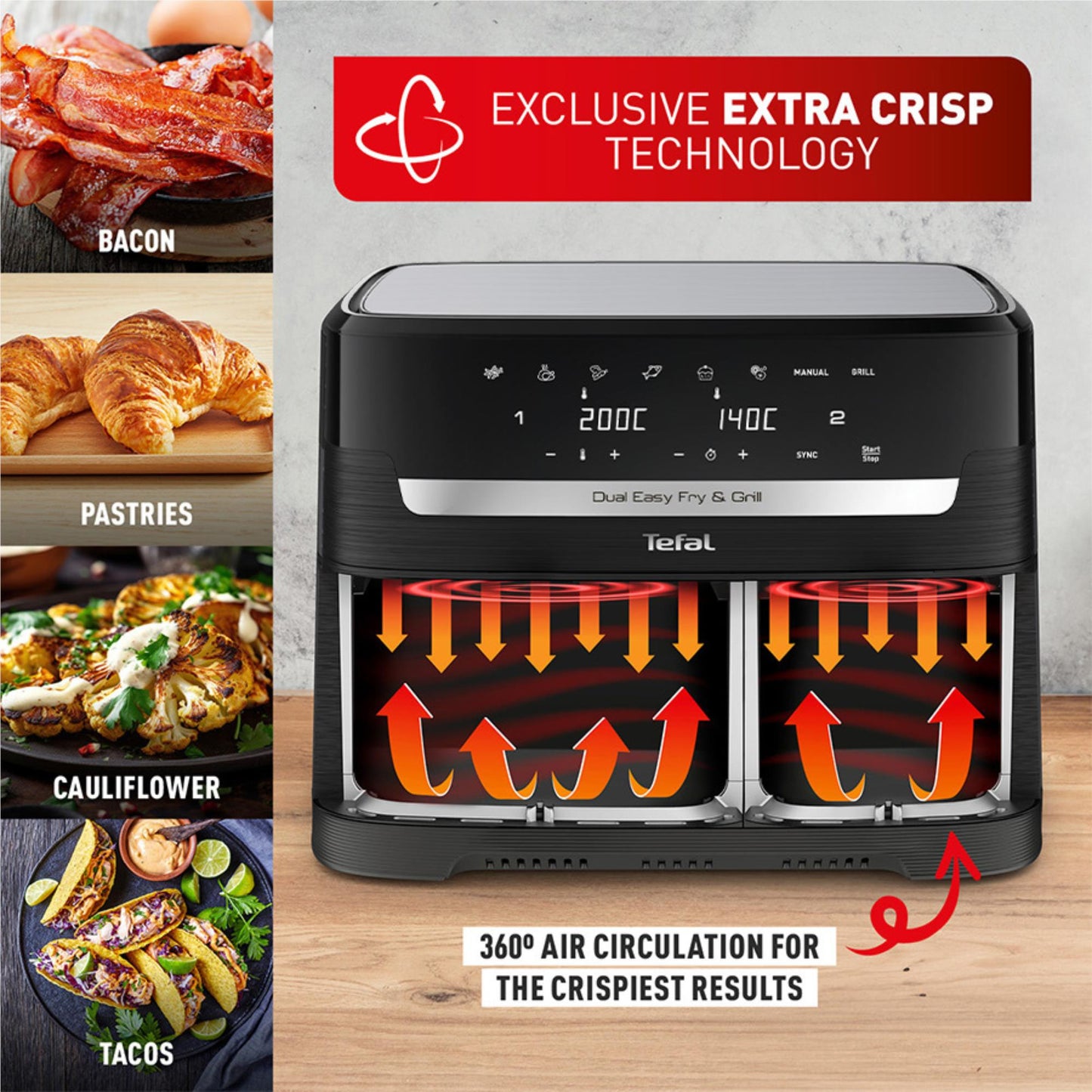 Tefal EY9458 Dual Easy Fry & Grill 11L Air Fryer