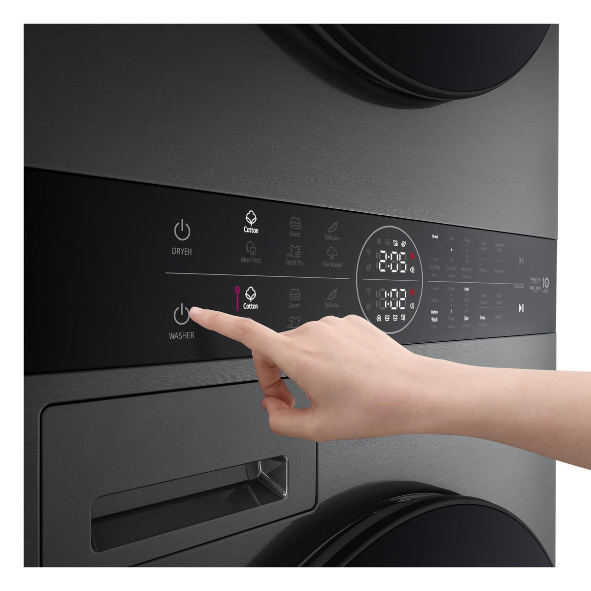 LG WWT-1210BX WashTower 12/10kg Compact All-In-One Stacked Washer Dryer (Black)