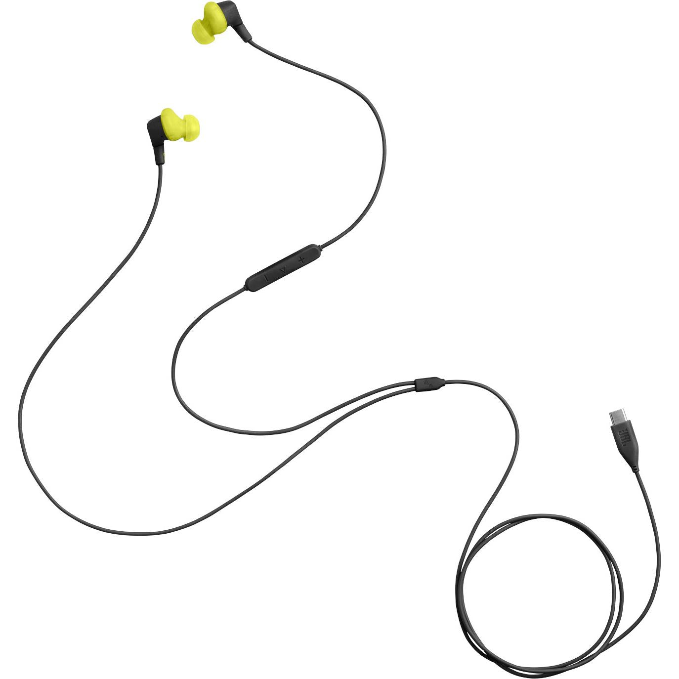 JBL Endurance Run 3  Waterproof Wired USB-C In-Ear Headphones (Black/Lime)