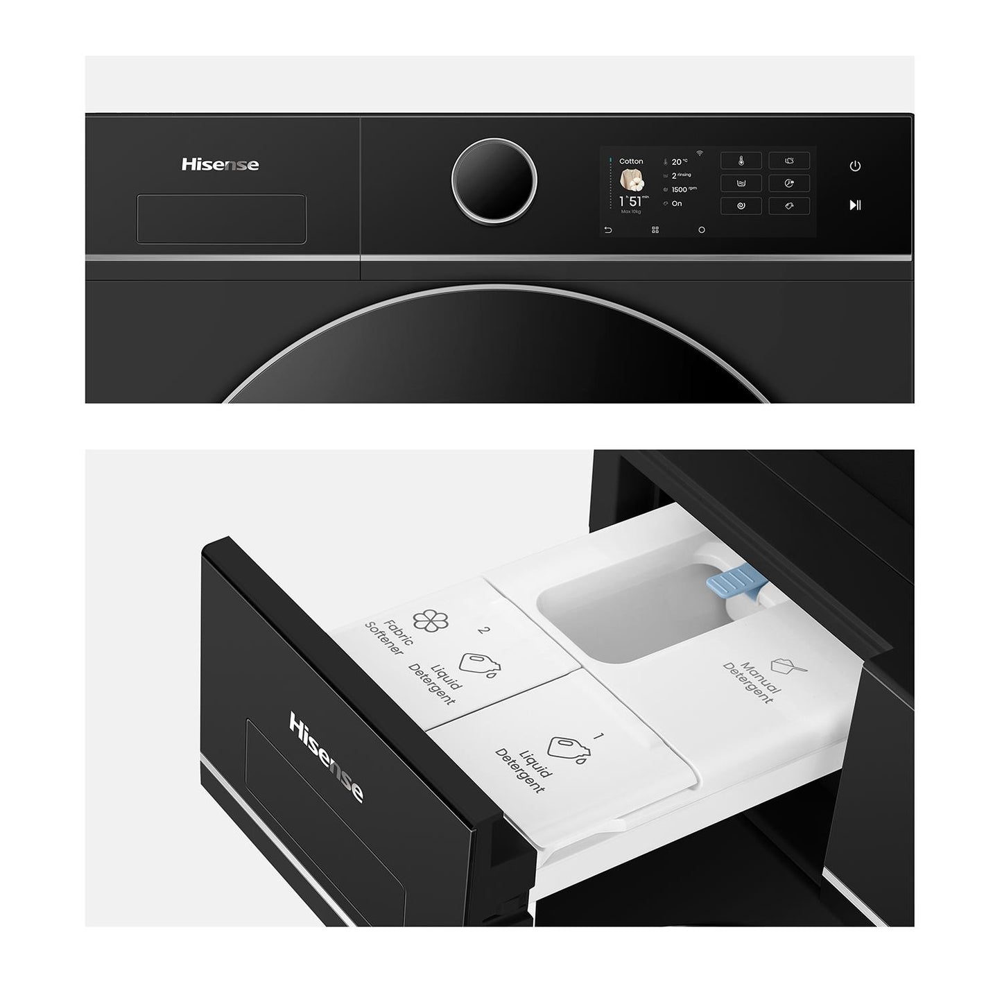 Hisense HWF8i1015BX Series 8I 10kg TFT Front Load Washer (Charcoal Black)