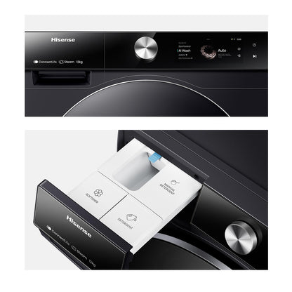 Hisense HWF9S1214BX Series 9S 12kg TFT Front Load Washer (Charcoal Black)