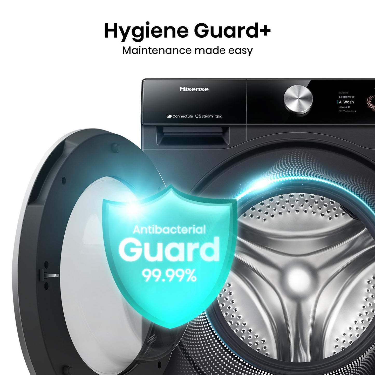 Hisense HWF9S1214BX Series 9S 12kg TFT Front Load Washer (Charcoal Black)