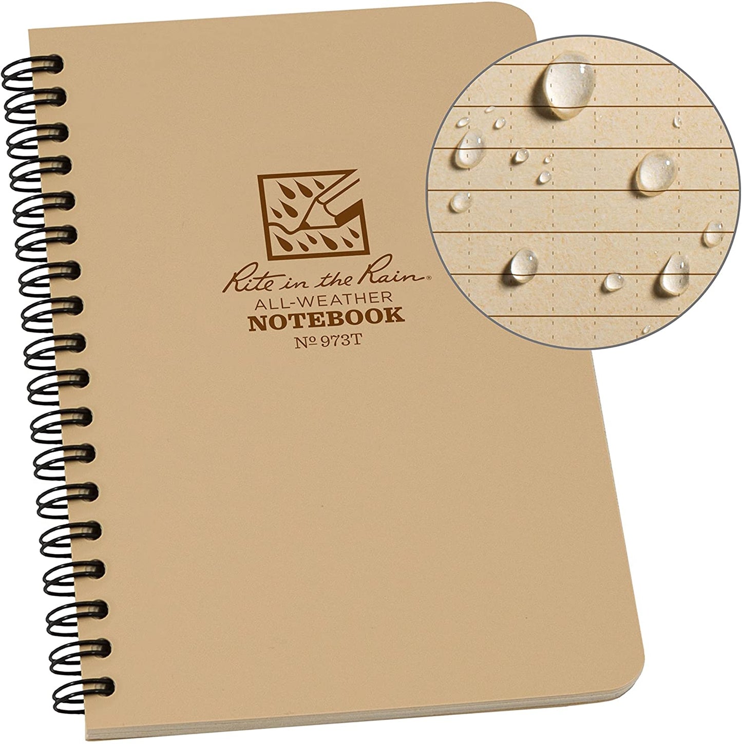 Rite in the Rain | Side Spiral 4.625 x 7 Polydura Notebook - Universal - Tan