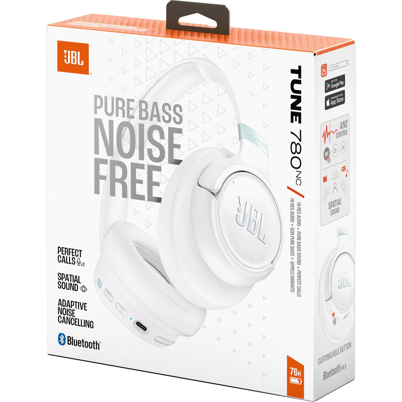JBL Tune 780NC Wireless Over-Ear Noise Cancelling Headphones (White)