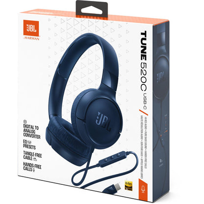JBL Tune 520C Wired USB-C On-Ear Headphones (Blue)