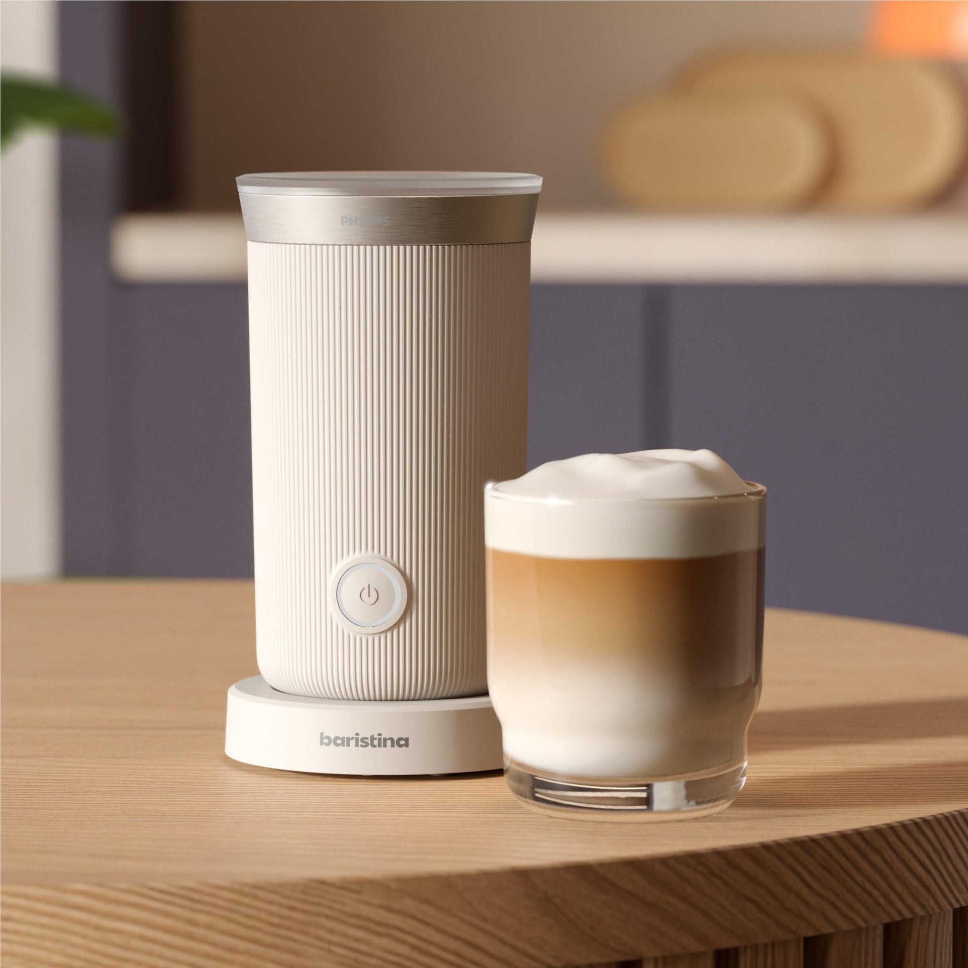 Philips Baristina Hot & Cold Milk Frother (Cloud White)