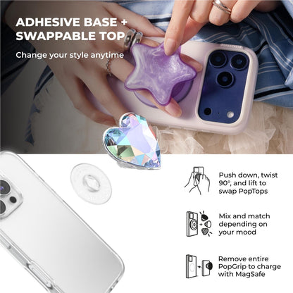 PopSockets PopTop Phone Grip/Holder (Iridescent Crystal Heart)