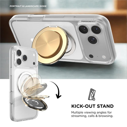 PopSockets PopGrip MagSafe Phone Grip/Stand with Swappable Top Kickout (Alum Radial Gold)