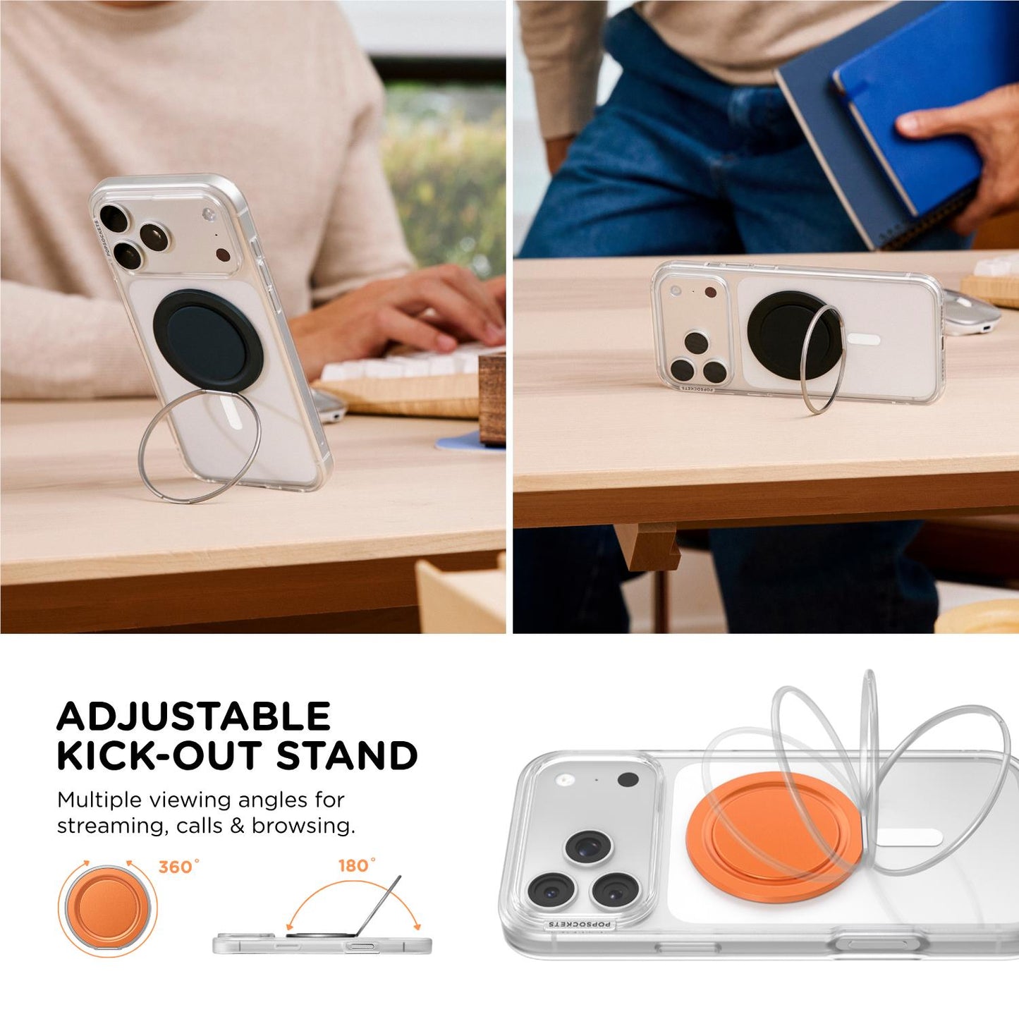 PopSockets Low-Pro PopGrip MagSafe Phone Grip/Stand (Orange)