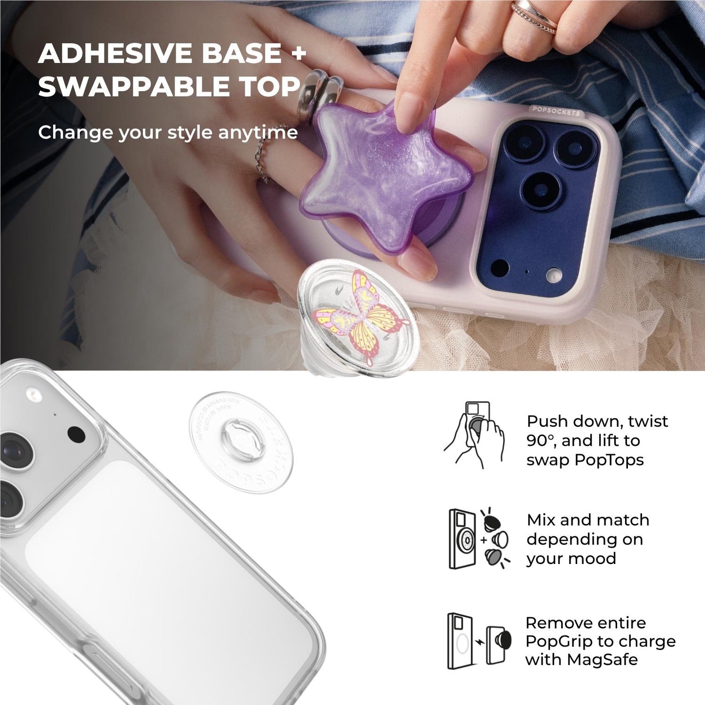 PopSockets PopTop Phone Grip/Holder (Sunset Mariposa)