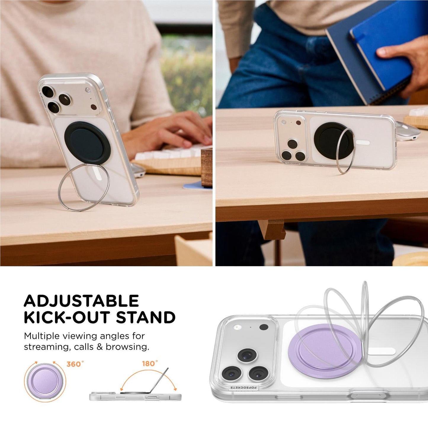 PopSockets Low-Pro PopGrip MagSafe Phone Grip/Stand (Lilac)
