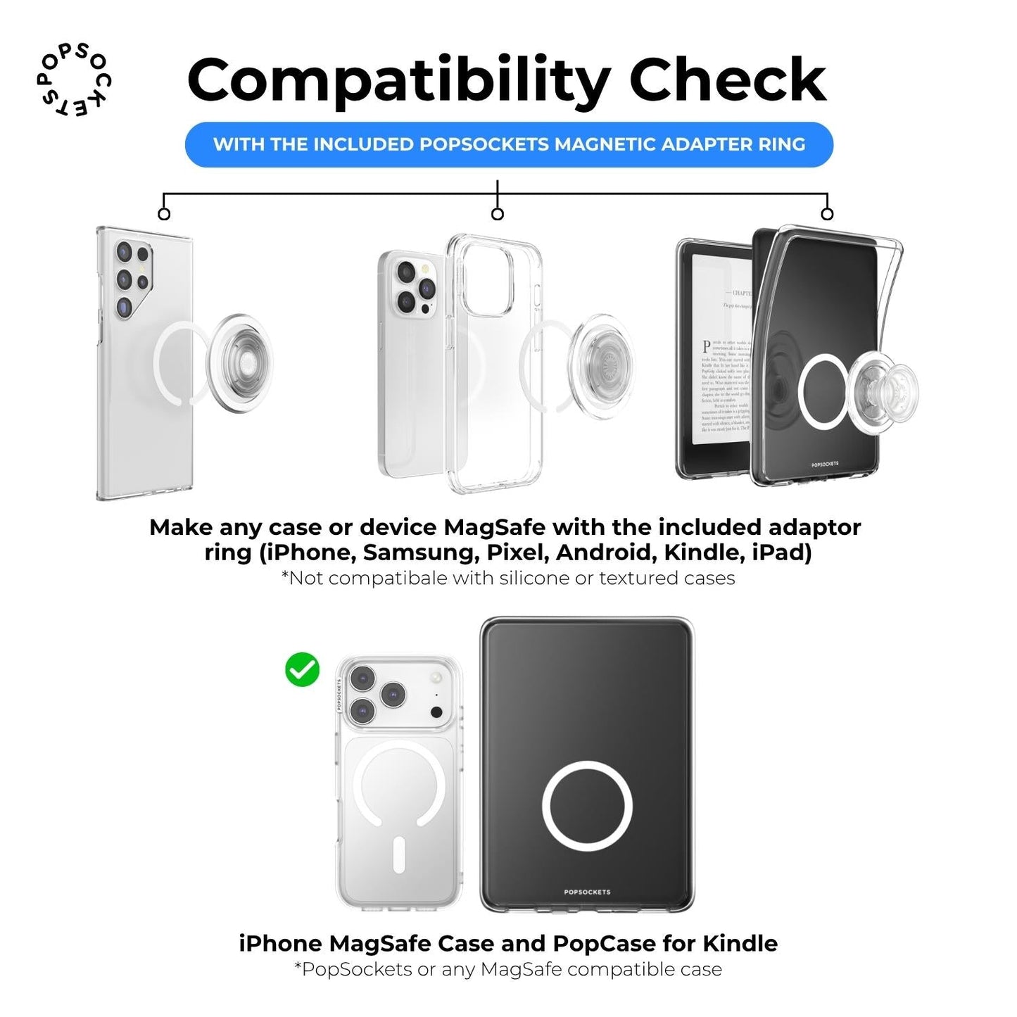 PopSockets PopGrip MagSafe Phone Grip/Stand with Swappable Top (Nightshade)