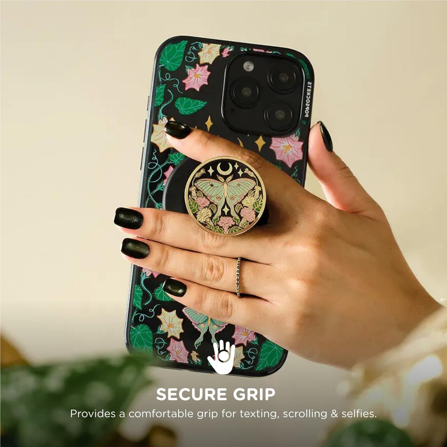 PopSockets PopGrip MagSafe Phone Grip/Stand with Swappable Top (Luna Moth)