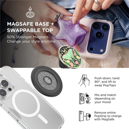 PopSockets PopGrip MagSafe Phone Grip/Stand with Swappable Top (Luna Moth)