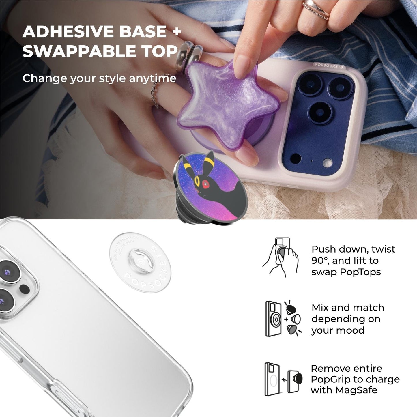 Pokemon X Popsockets PopTop Phone Grip/Holder (Enamel Umbreon Moon)