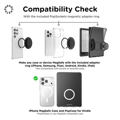 PopSockets PopGrip MagSafe Phone Grip/Stand with Swappable Top Kickout (Alum Radial Black)