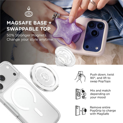 PopSockets PopGrip MagSafe Phone Grip/Stand with Swappable Top Kickout (Clear)