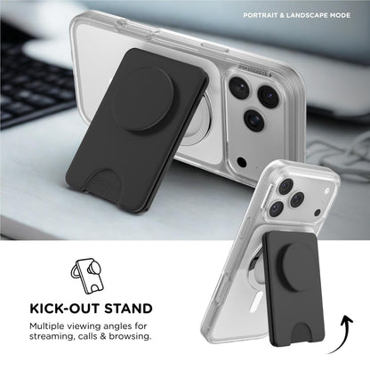 PopSockets PopWallet+ MagSafe Kick-Out Phone Wallet and Stand (Black)