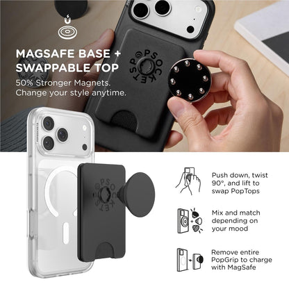 PopSockets PopWallet+ MagSafe Kick-Out Phone Wallet and Stand (Black)